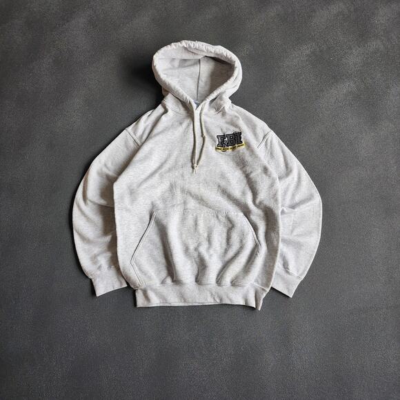 Vintage F.B.I Crime Scene Do Not Cross Embroidered Grey Hoodie Medium - Picture 1 of 6